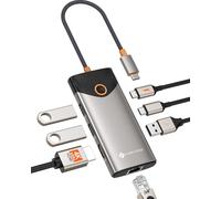 NOVOO USB C Hub, 7-en-1 Dock con HDMI 4K@60Hz, 1Gbps Ethernet, 100W PD Carga, Puertos USB-A/C 5Gbps, Estación Docking Compatible para MacBook, iPad, iPhone, DELL, HP, Surface