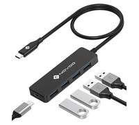 NOVOO USB C HUB, Adaptador USB C Delgado de 600 mm (2 pies) Cable extendido, 4 Puertos USB 3.0 de Alta Velocidad, Transferencia de Datos de 5 Gbps para MacBook Air Pro iPad Pro, DELL, HDD móvil