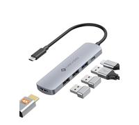 NOVOO USB C Hub con 4K HDMI, 100W PD, 3 Puertos de Datos USB A Base USB C de 5 Gbps Adaptador multipuerto para iPhone 15/15 Pro, MacBook Pro/Air M1/M2, iPad Pro, Surface, XPS, Thinkpad, Galaxy y más