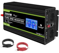 NOVOPAL 2000W Inversor 24V 220V Onda Pura Convertidor Inverter con 5M Mando a Distancia& LCD Display,2.4A USB para RV, Viajes, Camping