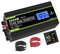 Novopal 2500W Inversor 12v 220V Onda Pura Convertidor 5M Mando a Distancia Inversor de Corriente DC Pantalla LCD Display con 2 Toma AC & 2.4A USB Puerto