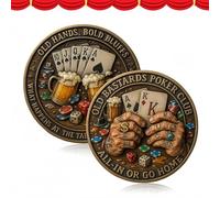 Novryxa Desafío del Club De Póker Old Bastards, Moneda ll-in or Go Home, Moneda del Club Old Fucker, Colección Única para Jugadores Y Coleccionistas De Póker (#1)