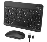 Novstuf Teclado y mouse Bluetooth, teclado universal recargable inalámbrico para tableta, ultradelgado, teclado portátil universal para iPad, tablet, Samsung, Tab, Lenovo, Tab, iOS, Android, Windows