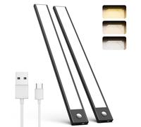 NOVTEKE 30CM Unterbauleuchte Küche LED 2 Stück 68LED Dimmbar Schrankbeleuchtung mit Bewegungsmelder 3 Farbmodi Dimmbar, 2500mAh Aufladbar Led Lichtleiste für Küche, Theke, RV, Treppe, Badezimmer
