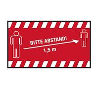Novus Lámina de Advertencia Abstand halten 1,5 m (Horizontal 150 x 85 cm), Color Rojo con Texto en Blanco