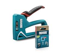NOVUS TOOLS Grapadora manual J-13 con 1800 grapas, grapadora de tela para madera con palanca de agarre suave, mecanismo de carga inferior, bloqueo de mango, para grapas de alambre fino de 4 a 10 mm