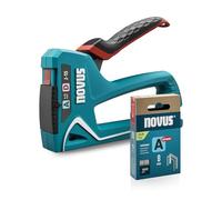 NOVUS TOOLS Grapadora manual J-15 con 1800 grapas, grapadora 2 en 1 para madera, tejidos y láminas con carcasa de plástico ABS, para alambre fino y grapas planas de 4 a 10 mm