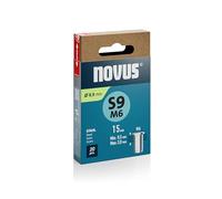 NOVUS TOOLS Tuercas de remache ciego de acero Ø 8,9 mm, rosca interior M6, 15 mm longitud, 20 piezas, 0,5-3,0 mm espesor del material, para fijaciones en chapas de acero
