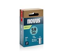 NOVUS TOOLS Tuercas de remache ciego de acero Ø 8,9 mm, rosca interior M6, 15 mm longitud, 50 piezas, 0,5-3,0 mm espesor del material, para fijaciones en chapas de acero