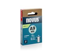 NOVUS TOOLS Tuercas de remache ciego de aluminio Ø 8,9 mm, rosca interior M6, 15 mm longitud, 20 piezas, 0,5 - 3,0 mm espesor del material, para fijaciones en metal no ferroso y plástico
