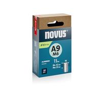 NOVUS TOOLS Tuercas de remache ciego de aluminio Ø 8,9 mm, rosca interior M6, 15 mm longitud, 50 piezas, 0,5 - 3,0 mm espesor del material, para fijaciones en metal no ferroso y plástico