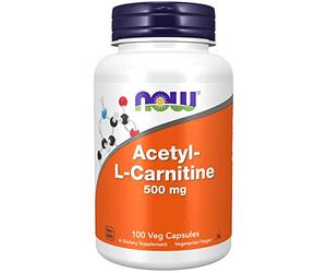 Now Foods, Acetyl-L-Carnitine (Acetil-L-Carnitina), 500mg, 100 Cápsulas veganas, Probado en Laboratorio, Aminoácido, Sin Gluten, Sin Soja, Vegetariano
