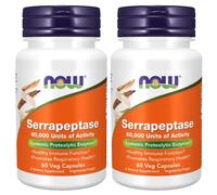 NOW Foods Alta Potencia Serrapeptasa 60,000 SPU Enzimas 2X60 Cápsulas Vegetales