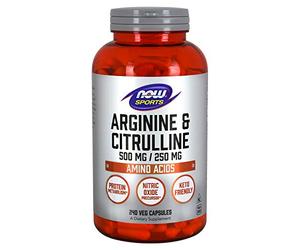 Now Foods Arginine 500mg & Citrulline 250mg (240 vcápsulas) Sin sabor Aminoácidos Mezcla de aminoácidos