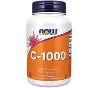 Now Foods, C-1000, Vitamina C, 1000mg, Ácido L-Ascórbico, con Rosa Mosqueta, 100 Comprimidos veganos, Testado en Laboratorio, Sin Gluten, Vegetariano, Sin Soja, No GMO