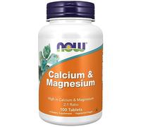 Now Foods, Calcium & Magnesium, Proporción 2:1, 500mg Calcio y 250mg Magnesio, 100 Tabletas veganas, Testado en Laboratorio, Vegetariano, Sin Gluten, Sin Soya, No GMO