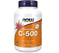 Now Foods, Chewable C-500, Vitamina C, 500mg, Ácido L-Ascórbico, con Rosa Mosqueta, 100 Comprimidos veganos, Testado en Laboratorio, Sin Gluten, Vegetarianos, Sin Soja, No GMO