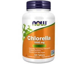 Now Foods, Chlorella, 1.000mg, con Paredes Celulares Rotas, 120 Comprimidos veganos, Probado en Laboratorio, Sin Soja, Sin Gluten, Vegetariano, Sin OGM