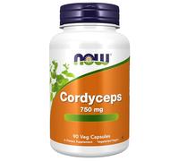 Now Foods, Cordyceps, 750mg, 90 Cápsulas vegetales, Testado en Laboratorio, Sin Gluten, Sin Soja, Vegetariano, No GMO
