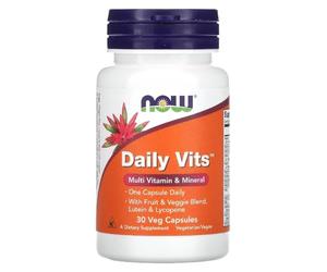 Now Foods - DAILY VITS | Multivitamínico de alta potencia con nutrientes esenciales - 30 cápsulas veganas