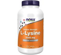 Now Foods, Double Strength L-Lysine, 1000mg, 250 Tabletas veganas, Alta Dosificación, Aminoácido, Testado en Laboratorio, Vegetariano, Sin Gluten, Sin Soja, Sin OGM