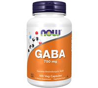 Now Foods, GABA (Ácido Gamma-Aminobutírico), 750mg, Alta Dosis, 100 Cápsulas veganas, Testado en Laboratorio, Sin Soja, Sin Gluten, Sin OGM