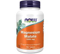 Now Foods, Malato de Magnesio, 1.000mg, 180 Tabletas veganas, Probadas en Laboratorio, Sin Gluten, Sin Soja, Vegetariano
