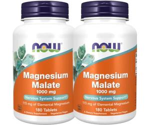 Now Foods Malato de Magnesio 1000mg 2x180 Tabletas