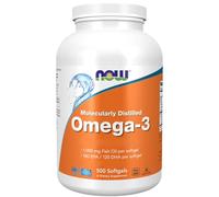 Now Foods, Molecularly Distilled Omega-3 (Omega-3 Destilado Molecularmente) 1.000mg, DHA y EPA, 500 Cápsulas blandas, Probado en Laboratorio, Sin Gluten