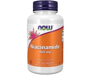 Now Foods, Niacinamida, 500mg, Cápsulas veganas, Probadas en Laboratorio, Vitamina B3, Sin Gluten, Sin Soja, Vegetariano