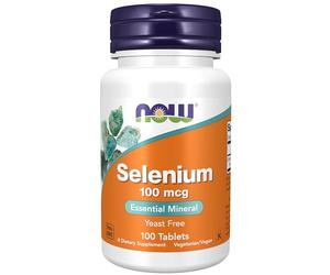 Now Foods, Selenium (Selenio), 100mcg, Sin Levadura, 100 Comprimidos veganos, Probado en Laboratorio, Vegetariano, Sin Gluten, Sin Soja, No GMO