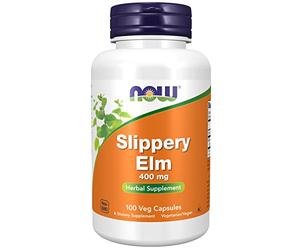 Now Foods, Slippery Elm (Olmo Rojo), 400mg, 100 Cápsulas veganas, Probado en Laboratorio, Vegetariano, Sin Gluten, Sin Soja, Vegetal