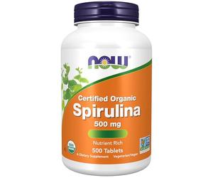 Now Foods, Spirulina (Espirulina), 500mg, 500 Comprimidos veganos, Probadas en Laboratorio, Sin Soja, Sin Gluten, Vegetariano