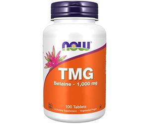 Now Foods, TMG (Trimetilglicina), 1.000mg, 100 Comprimidos veganos, Probado en Laboratorio, Alta Dosis, Betaína, Sin Gluten, Sin Soja, Vegetariano