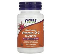 Now Foods - VITAMIN D3 5000 IU | Vitamina D-3 | Apoyo altamente dosificado para la salud ósea y el sistema inmunológico - 120 cápsulas blandas