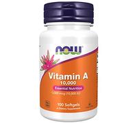 Now Foods, Vitamina A 10.000IU (3.000mcg), de Palmitato de Retinol y Aceite de Hígado de Bacalao, Alta Dosis, 100 Cápsulas, Probado en Laboratorio, Sin Gluten, Sin Soja, No GMO