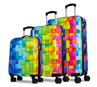 NOWI Maleta Santa Cruz - Juego de 3 maletas rígidas de ABS con cerradura de combinación, 4 ruedas dobles, pliegue extensible, giratorio 360°, ligero y resistente, juego de maletas de viaje con ruedas