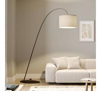 Nowodvorski Lighting Lámpara arqueada Alice con pantalla textil color café