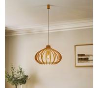 Nowodvorski Lighting Lámpara colgante Ika ID con pantalla de láminas de madera Ø51cm