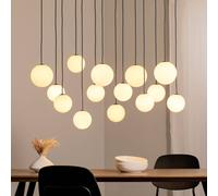 Nowodvorski Lighting Lámpara colgante SNOWBALL, vidrio opalino/negro, 100 x 34 cm, 14 x G9