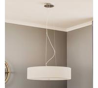 Nowodvorski Lighting Lámpara colgante Viviane con pantalla textil, blanca
