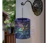 Nowupup Farolillos Solares Exterior Colgantes, 3D Estrellado Lámparas Solares Exterior con Bombillas RGB, IP54 Impermeable Luz Solar Exterior Jardin para Terraza Césped Balcón Patio Deco (Rombo)