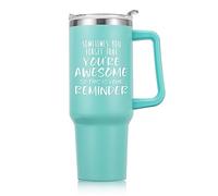 NOWWISH Vaso de 40 onzas con asa, regalos inspiradores para mujeres, taza Sometimes You Forget You're Awesome - Regalos de cumpleaños para ella, mamá, esposa, novia y hermana, color verde