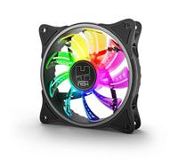 NOX XTREME PRODUCTS -NXHUMMERAFAN- Ventilador PC 120 mm, LED ARGB Rainbow, Ultra silencioso con Pads Goma antivibración, Gran Flujo de Aire, 3 Pines, Color Negro
