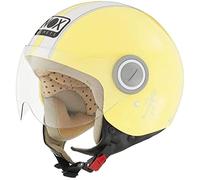 NOX, Casco jet moto n210 amarillo pastel blanco, L