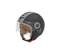 NOX, Casco Jet Moto n210 Negro Mate Gris, XL