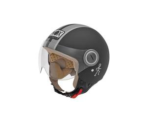 NOX, Casco Jet Moto n210 Negro Mate Gris, XL