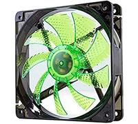 Nox Coolfan -NXCFAN120LG- Ventilador Caja PC 120mm, 9 aspas traslúcidas, rodamientos larga duración, 4 LEDs, silencioso, conector 3 y 4 pines, color verde - negro