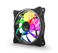 NOX XTREME PRODUCTS -NXHUMMERAFAN- Ventilador PC 120 mm, LED ARGB Rainbow, Ultra silencioso con Pads Goma antivibración, Gran Flujo de Aire, 3 Pines, Color Negro