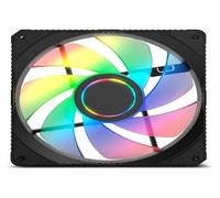 NOX XTREME PRODUCTS HUMMER M-FAN - Ventilador para caja PC 120 mm, ARGB con efecto espejo infinito, 7 aspas translúcidas, rodamientos hidráulicos, esquinas con soporte de goma, color negro